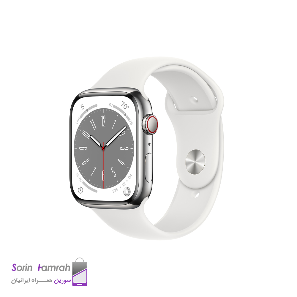 اپل واچ سری 8 مدل 41mm بدنه آلومینیوم با بند سیلیکونی.